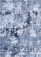Area Rug Living Room Rugs - 5x8 Washable Large Soft Indoor Neutral Modern Abstract Low Pile Rug Carpet for Bedroom Dining Room Farmhouse Home Office - Navy Blue