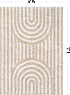 Rugshop Abstract Arch Shag Area Rug Beige 5' x 7' Great for Bedrooms, Living Rooms, or Under Coffee Tables