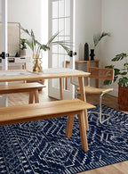 Wonnitar Moroccan Washable Area Rug 4x6, Blue Rugs for Living Room, Non-Slip Boho Bedroom Throw Mat, Non-Shedding Large Geometric Low Pile Floor Carpet for Home Office Mudroom Kitchen (Blue,4'x6')