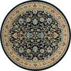 Unique Loom Sialk Hill Collection Area Rug - Washington (7' 10" Round Navy Blue/Cream)