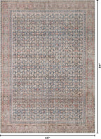Kuden 5x7 Area Rug, Machine Washable Area Rug with Non-Slip Backing, Vintage Style, Soft, Easy Clean, Low Pile Rug for Living Room, Bedroom, Dining Room