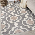 Rugshop Cozy Moroccan Trellis Indoor Shag Area Rug 6'6"X 9' Gray/Cream