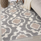 Rugshop Cozy Moroccan Trellis Gray/Cream 3'3" X 5' Indoor Shag Area Rug
