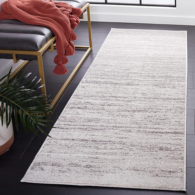 SAFAVIEH Adirondack Collection Runner Rug - 2'6" x 6', Ivory & Silver, Modern Ombre Design, Non Shedding & Easy to Clean, Ideal for Hallway, Foyer, Kitchen, Entryway, Bedroom (ADR113B)