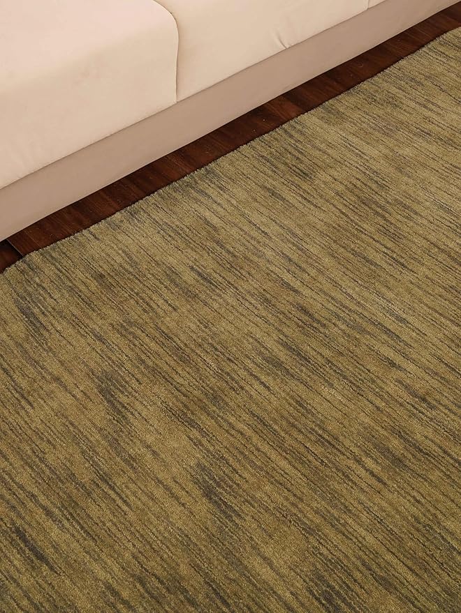 Rugsotic Carpets Hand Knotted Loom Wool 8'x10' Area Rug Solid Green L00111