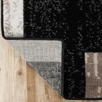 Superior Indoor Area Rug, Jute Backed, Modern Geometric Patchwork Floor Decor for Bedroom, Office, Living Room, Entryway, Kitchen, Hardwood Floors, Rockwood Collection, 6' x 9', Ivory-Beige