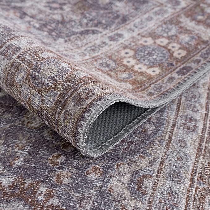 Bloom Rugs Washable 5' x 7' Rug - Brown/Dark Gray Traditional Area Rug for Living Room, Bedroom, Dining Room, and Kitchen - Exact Size: 5' x 7'