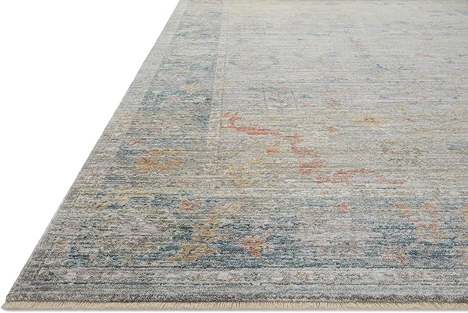 Loloi Magnolia Home by Joanna Gaines Millie Collection MIE-04 Slate/Multi 2'-7" x 8'-0", .25" Pile Height, Runner Rug