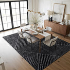 Rugshop Geometric Diamond Stripe Area Rug Anthracite Dark Gray 7' 10" x 10' Perfect for Large Living Rooms, Dining Areas, or Master Bedrooms
