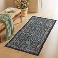 DUKINO 2x4 Rug for Entryway, Lightweight Washable Runner Rug with Non Slip Backing, Vintage Floral Low Pile Small Carpet Runner for Kitchen, Hallway, Entryway, Bathroom, Bedroom, Dark Blue