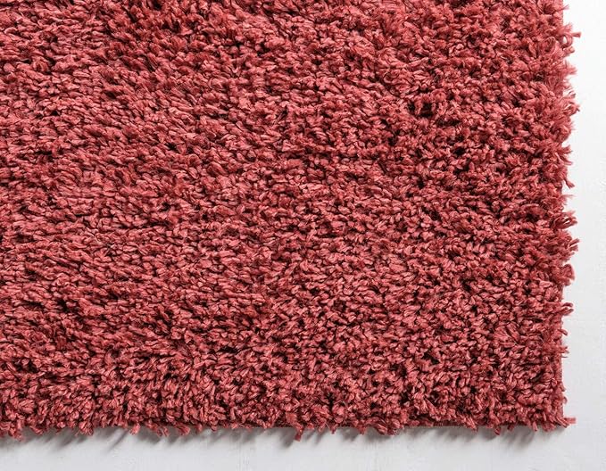 Unique Loom Davos Shag Collection Area Rug - Solid (3' 3" x 5' 3" Rectangle, Poppy)