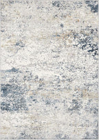 Area Rug Living Room Rugs - 10x14 Abstract Large Soft Indoor Washable Rug Neutral Modern Low Pile Carpet for Bedroom Dining Room Farmhouse Home Office - Beige Blue