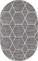 Unique Loom Trellis Frieze Collection Area Rug - Geometric (3' x 5' Oval, Dark Gray/ Ivory)