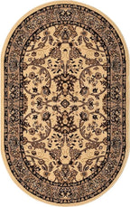Unique Loom Sialk Hill Collection Area Rug - Washington (3' 3" x 5' 3" Oval Ivory/Black)