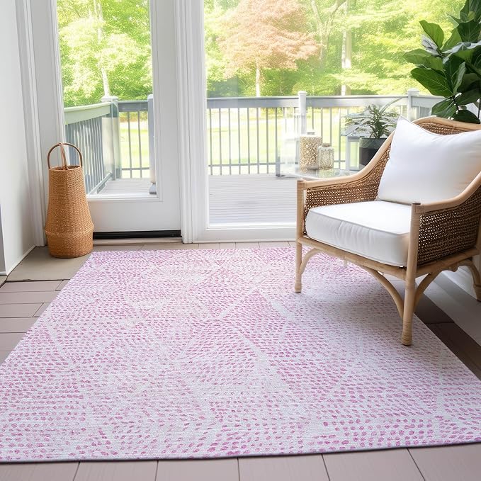 Addison Rugs Chantille ACN591 Pink 10' x 14' Indoor Outdoor Area Rug, Easy Clean, Machine Washable, Non Shedding, Bedroom, Living Room, Dining Room, Kitchen, Patio Rug