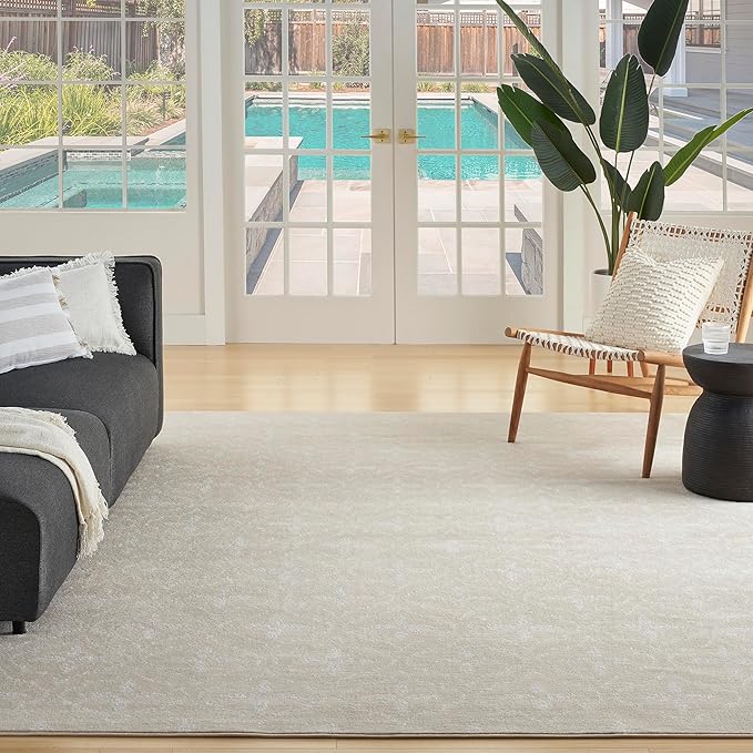 Nourison Home Nourison Essentials Ivory Beige 8' x 10' Area Rug - Easy Clean, Non Shedding, Bed Room, Living Room, Dining Room, Kitchen (8' x 10')