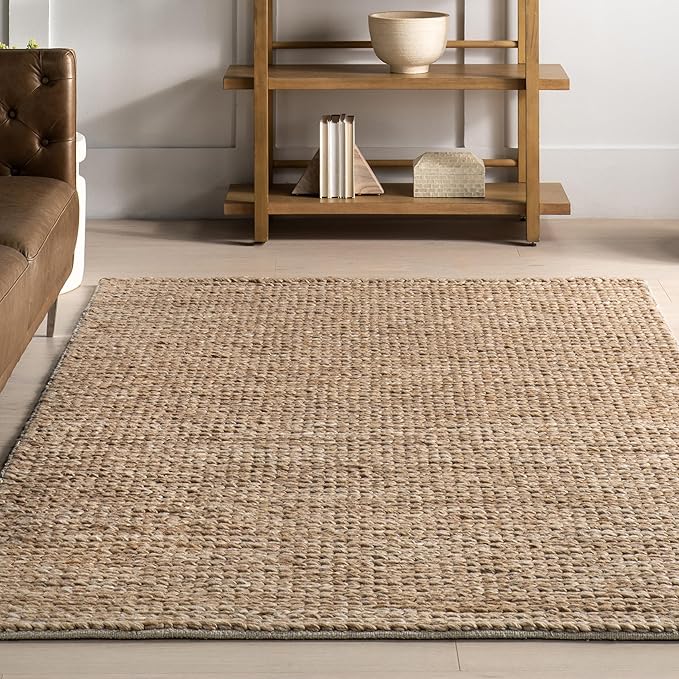 Nuloom Penelope Tan, 9'6" x 13'6", Hand-Braided, Wool & Cotton, Soft and Textured, High Traffic, Stain Resistant, Easy Clean, Durable Area Rug for Bedroom, Living Room, Dining, Foyer, Entryway