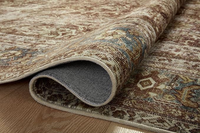 Loloi Magnolia Home by Joanna Gaines Sinclair Collection SIN-01 Rust/Lagoon 8'-6" x 11'-6", .25" Pile Height, Machine Washable, Area Rug