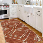 ReaLife Rugs Machine Washable Area Rug Runner - Living Room Bedroom Bathroom Kitchen Entryway Office - Padded Low Pile Stain Resistant Premium - Moroccan Diamond Tribal - Jax - Orange 2'6" x 8'