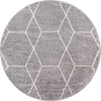 Unique Loom Trellis Frieze Collection Area Rug - Geometric (3' Round, Light Gray/ Ivory)