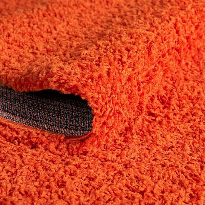 Unique Loom Solid Shag Collection Area Rug (7' 1" Round, Tiger Orange)