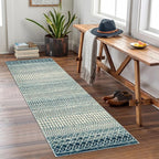 Moroccan Kitchen Runner Rug, 2x6 Non Slip Vintage Blue Rug for Kitchen Floor, Soft Low-Pile Washable Laundry Room Rug Indoor Floor Throw Carpet for Doorway Hallway Bedside Bathroom