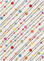 Well Woven Modern Rug Dandy Dots Stripes Ivory 3'3'' x 5' Accent Area Rug Entryway Bright Kids Room Kitchn Bedroom Carpet Bathroom Soft Durable Area Rug
