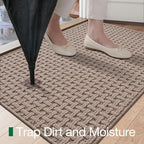 LUMI Washable Door Mat Indoor Entrance 32x48, Dirt Trapper Front Door Mats with Absorbent Interior and Non-Slip Rubber Backing, Entryway Doormat, Beige