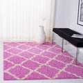 SAFAVIEH Dallas Shag Collection Accent Rug - 3' x 5', Pink & Ivory, Trellis Design, Non-Shedding & Easy Care, 1.5-inch Thick Ideal for High Traffic Areas in Entryway, Living Room, Bedroom (SGD257I)
