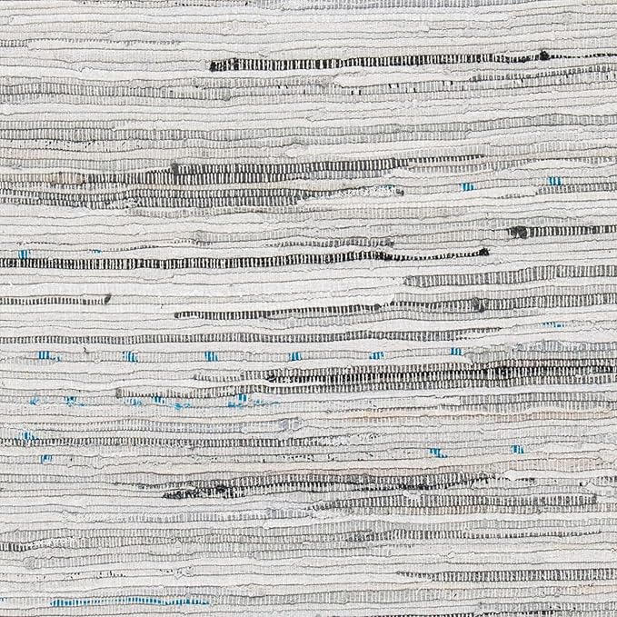 SAFAVIEH Rag Rug Collection Area Rug - 8' Square, Grey, Handmade Boho Stripe Cotton, Ideal for High Traffic Areas in Living Room, Bedroom (RAR121A)