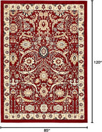 Unique Loom Espahan Collection Area Rug - Cape Cod (7' 1" x 10' Rectangle, Red/ Beige)