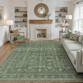 Area Rug 8x10 Green Washable Living Room Carpet Soft Non Slip Vintage Bedroom Indoor Office Traditional Retro Distressed Large Thicker Throw Rug for Dining Room Playroom