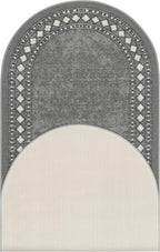 Antep Rugs Alfombras Modern Bordered 2x5 Non-Skid (Non-Slip) Low Profile Pile Rubber Backing Kitchen Area Rugs (Gray, 2' x 5' Oval)