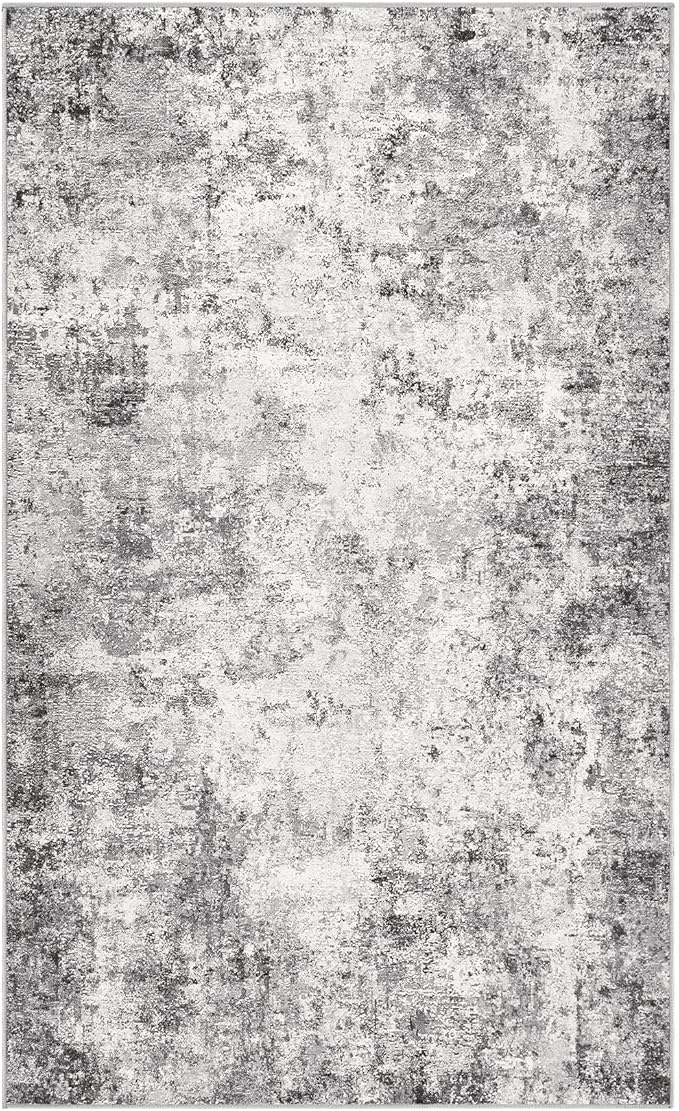 3x5 Area Rug Living Room Rugs - Washable Neutral Modern Abstract Soft Thin Rug Indoor Floor No Slip Rug Carpet for Bedroom Under Dining Table Home Office Decor - Grey