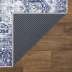 Bloom Rugs Washable Non-Slip 12 ft Runner - Blue/Ivory Traditional Runner for Entryway, Hallway, Bathroom, and Kitchen - Exact Size: 2.5' x 12'