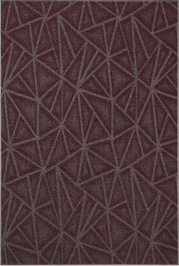 Furnish my Place Geometrical Pattern Indoor/Outdoor Refine Burgundy Abstract Area Rug, Home Decor Mat, Contemporary Rug for Living Room, Made in USA -3' x 6' Rectangle