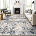 8x10 Washable Area Rug for Living Room, Multicolor Modern Vintage Abstract Rug Large Non-Slip Low Pile Soft Faux Wool Carpet, Kids and Pets Friendly for Bedroom Dining Room Farmhouse Home Decor Rug