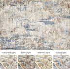5x8 Area Rug Washable Rugs: Living Room Large Abstract Modern Soft Stain Resistant Indoor Floor Non-Slip Accent Carpet for Bedroom Nursery Playroom Office Dining Room Dorm Home House- Tan