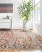Loloi Layla Collection LAY-02 Spice/Marine 2'-0" x 5'-0" .13" Thick Accent Rug, Soft, Durable, Vintage Inspired, Distressed, Low Pile, Non-Shedding, Easy Clean, Printed, Living Room Rug