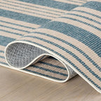 Dash & Albert Talos Blue Machine Washable Rug, Runner-2.5 X 8 Feet, Blue/Ivory Stripe Pattern