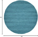 Unique Loom Solid Shag Collection Area Rug (6' 1" Round, Deep Aqua Blue)