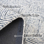 Modern Herringbone Chevron Collection Handcrafted Wool Area Rug - Durable, Zigzag Pattern, for High Traffic, Contemporary Design for Living Room, Bedroom, Dining Room Decor (Denim blue, 9' x 11')
