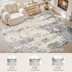 6x9 Area Rug Living Room Rugs - Washable Neutral Modern Abstract Soft Thin Rug Indoor Floor No Slip Rug Carpet for Bedroom Under Dining Table Home Office Decor - Grey/Light Brown