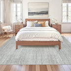 Art&Tuft Washable Rugs 5x7, Low Pile Area Rugs for Living Room - Non Slip and Stain Resistant Soft Thin 5x7 Rug for Bedroom, Dining Room, Kitchen, Office, Grey