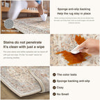 HUGEAR Entryway Machine Washable Area Rugs 2x3 Vintage Orange Small Neutral Style Non Slip Stain Resistant Low Pile Throw Carpet for Hallway Kitchen Retro Aesthetic Modern Decor