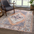 Bloom Rugs Washable 9' x 12' Rug - Orange/Blue/Beige Traditional Area Rug for Living Room, Bedroom, Dining Room, and Kitchen - Exact Size: 9' x 12'