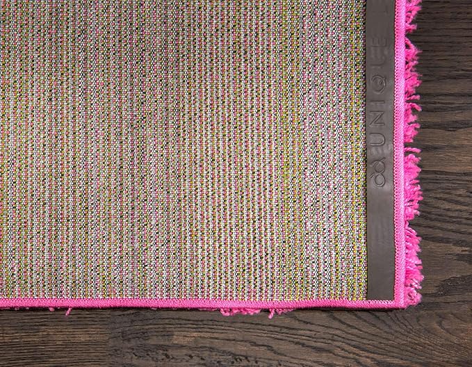 Unique Loom Solid Shag Collection Area Rug (4' 1" x 6' 1" Rectangle, Taffy Pink)