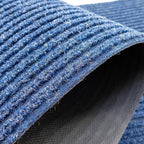 English Home Custom Size Non Slip Striped Design Durable PVC Non Slip Backing Tough Pile Runner Rug for Hallway, Outdoor, Indoor, Commercial, Residential, Pool, Office (Dark Blue, 26" x 04')