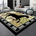 Western Horse Print Rugs 7x10ft,Boho Floral Area Rug, Botanical Print Low Pile Carpet, Stain-Resistant & Machine Washable Non-Slip Mat for Living Room, Bedroom, Dining Room