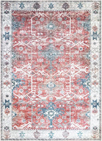 Bloom Rugs Washable Non-Slip 8' x 10' Rug - Red/Blue Traditional Area Rug for Living Room, Bedroom, Dining Room, and Kitchen - Exact Size: 8' x 10'